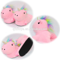 Hot selling unicorn design plush soft animal slippers